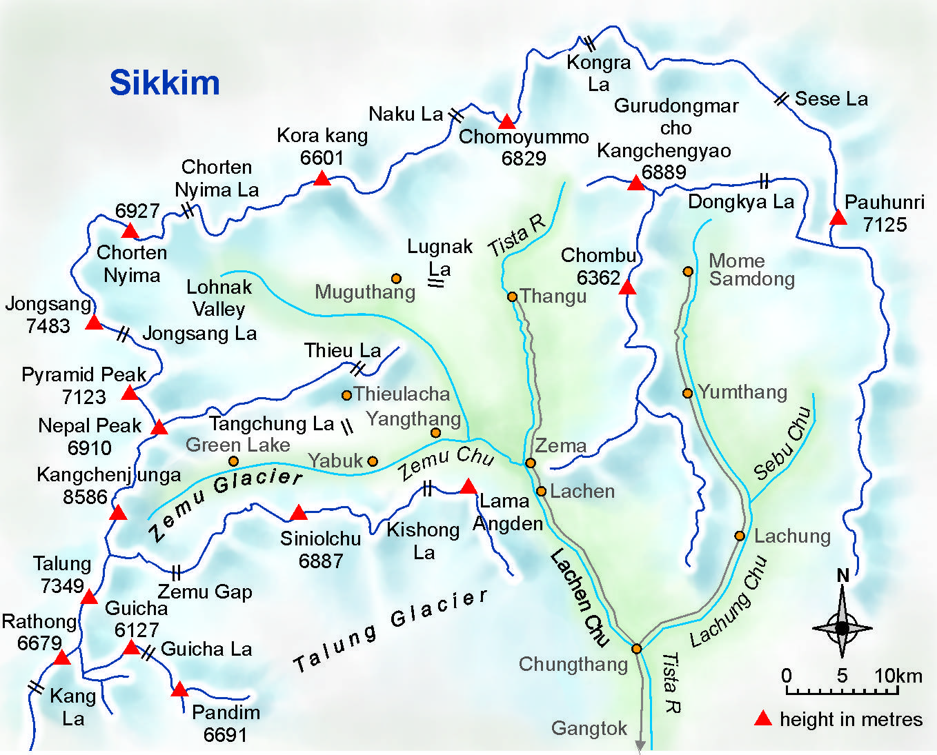 map of sikkim tourism