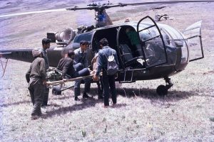 Carried into helicopter