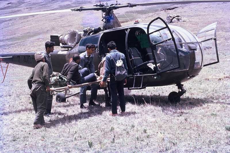 Carried into helicopter