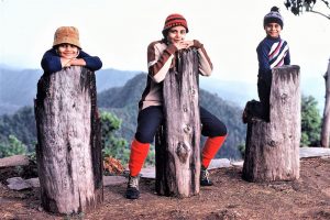 Kapadia family on a trek in 1980s- Sonam, Geeta and Nawang