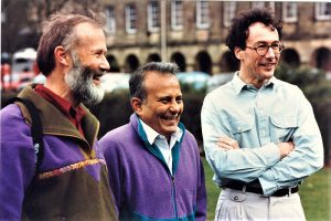With friends Sir Chris Bonington (left) and Stephen Venables at London